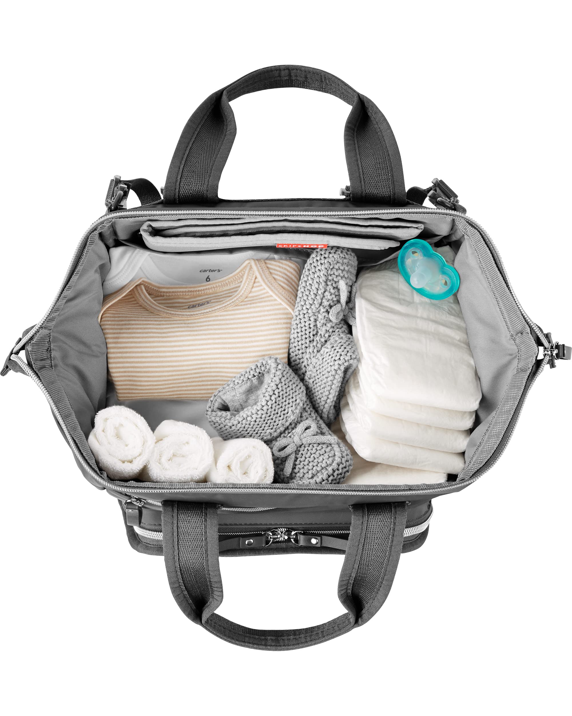 Skip Hop Diaper Bag Backpack: Mainframe Large Capacity Wide Open Structure with Changing Pad & Stroller Attachement, Charcoal