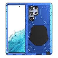 for Galaxy S22 Ultra Metal Case,Galaxy S22 Ultra Heavy Duty Protective Case,Hard Cover Armor Silicone Rugged Bumper Shockproof Defender Rubber for Samsung Galaxy S22 Ultra 5G 2022 (Blue)