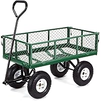 Gorilla Carts GOR400-COM Steel Garden Cart, Steel Mesh Removable Sides, 3 cu ft, 400 lb Capacity, Green