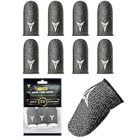 8 Pack Gaming Finger Sleeves for Mobile Gaming, 0.3mm Silver Fiber, Smooth Operation, Anti-Sweat, Extremely Thin, Nuozme Finger Sleeves Fit Mobile Phone Tablet Devices(Black)