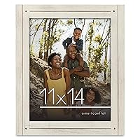 11x14 Picture Frame in Aspen White - Rustic Picture Frame with Textured Engineered Wood and Shatter Resistant Glass - Horizontal and Vertical Formats For Wall
