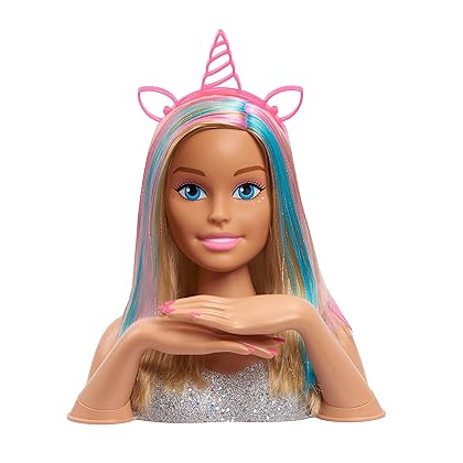 Barbie Deluxe 20-Piece Glitter and Go Styling Head, Blonde Hair and Unicorn Headband, by Just Play