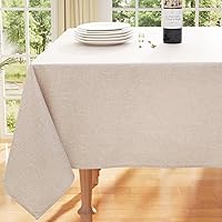 smiry Rectangle Faux Linen Table Cloth, Waterproof Burlap Fabric Tablecloth, Washable Decorative Farmhouse Table Covers for Kitchen, Dining, Parties, 60x120, Beige