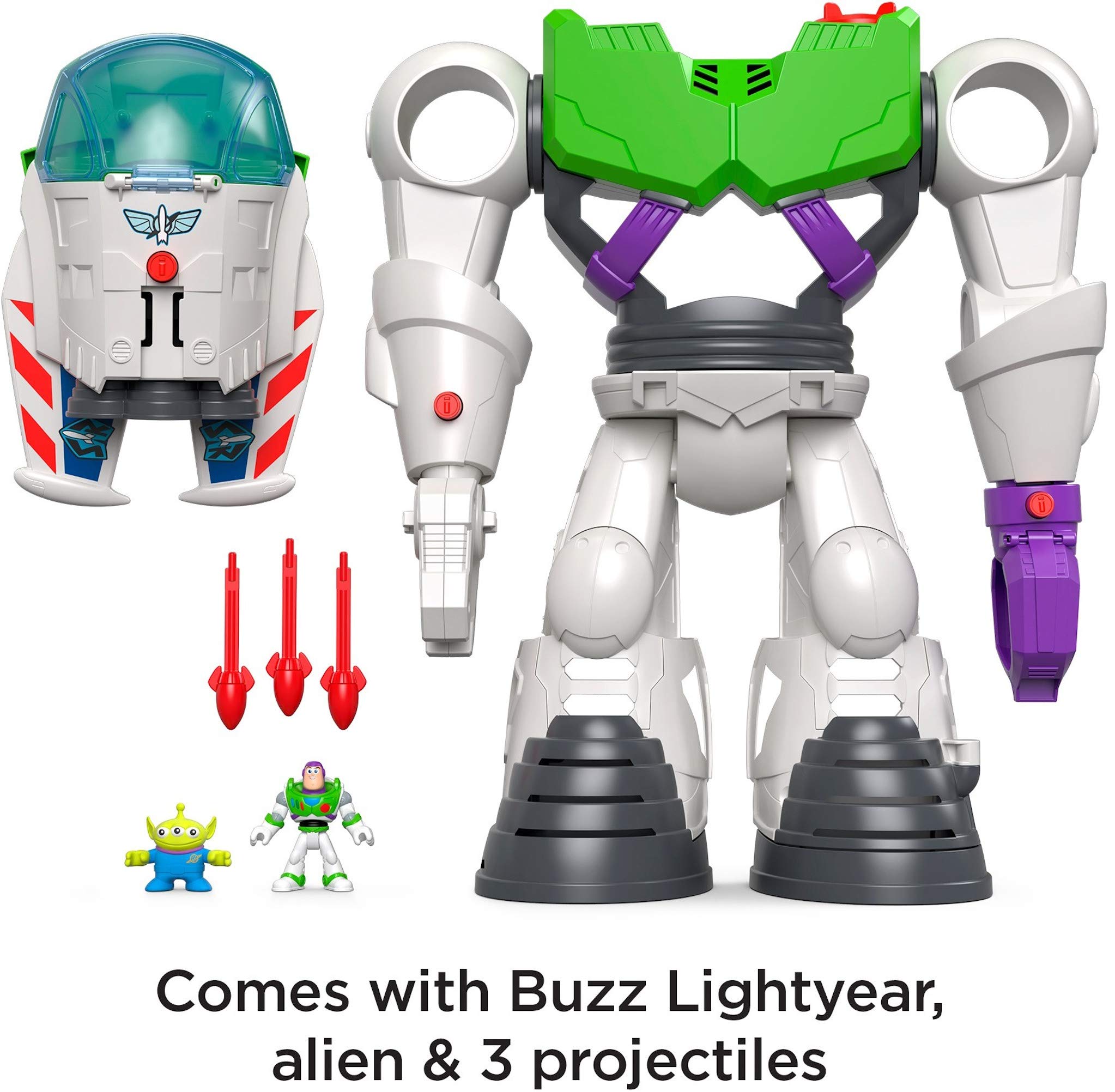 Disney Pixar Toy Story Playset Imaginext Buzz Lightyear Robot with Removable Spaceship & Figures for Pretend Play Ages 3+ Years