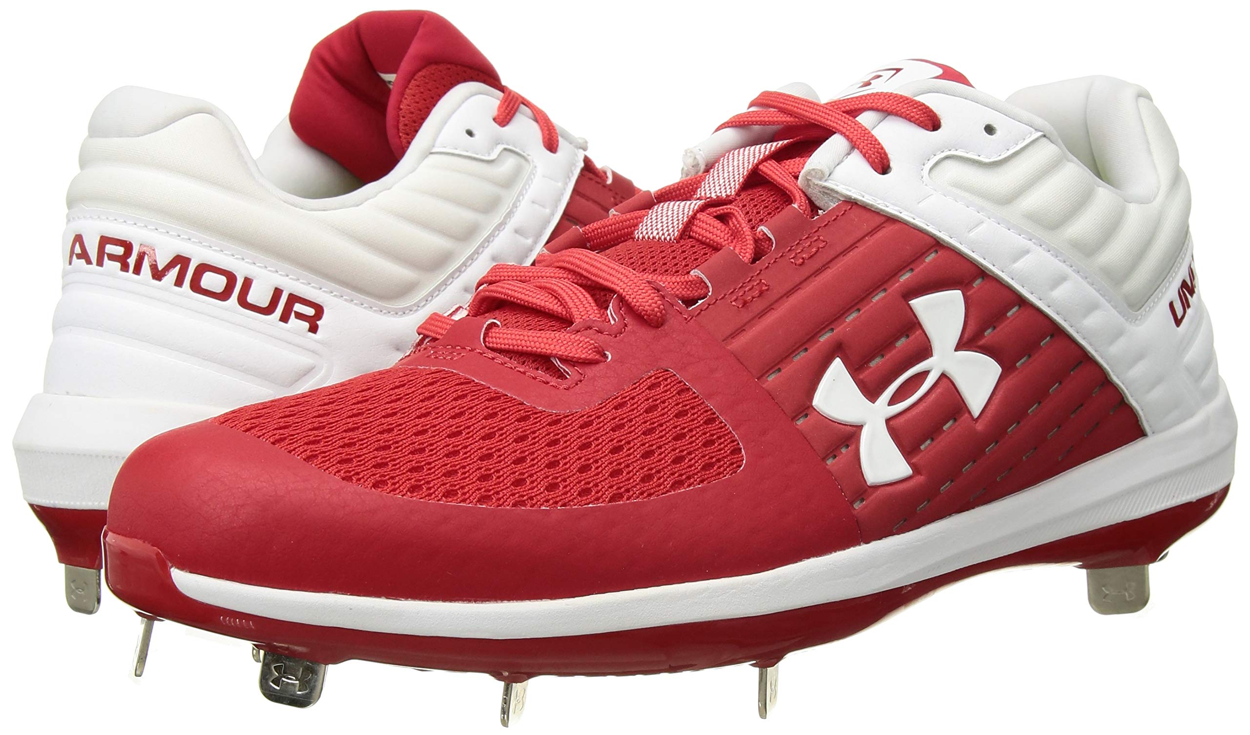 Under Armour Men's Yard Low ST Baseball Shoe, Red (601)/White, 16