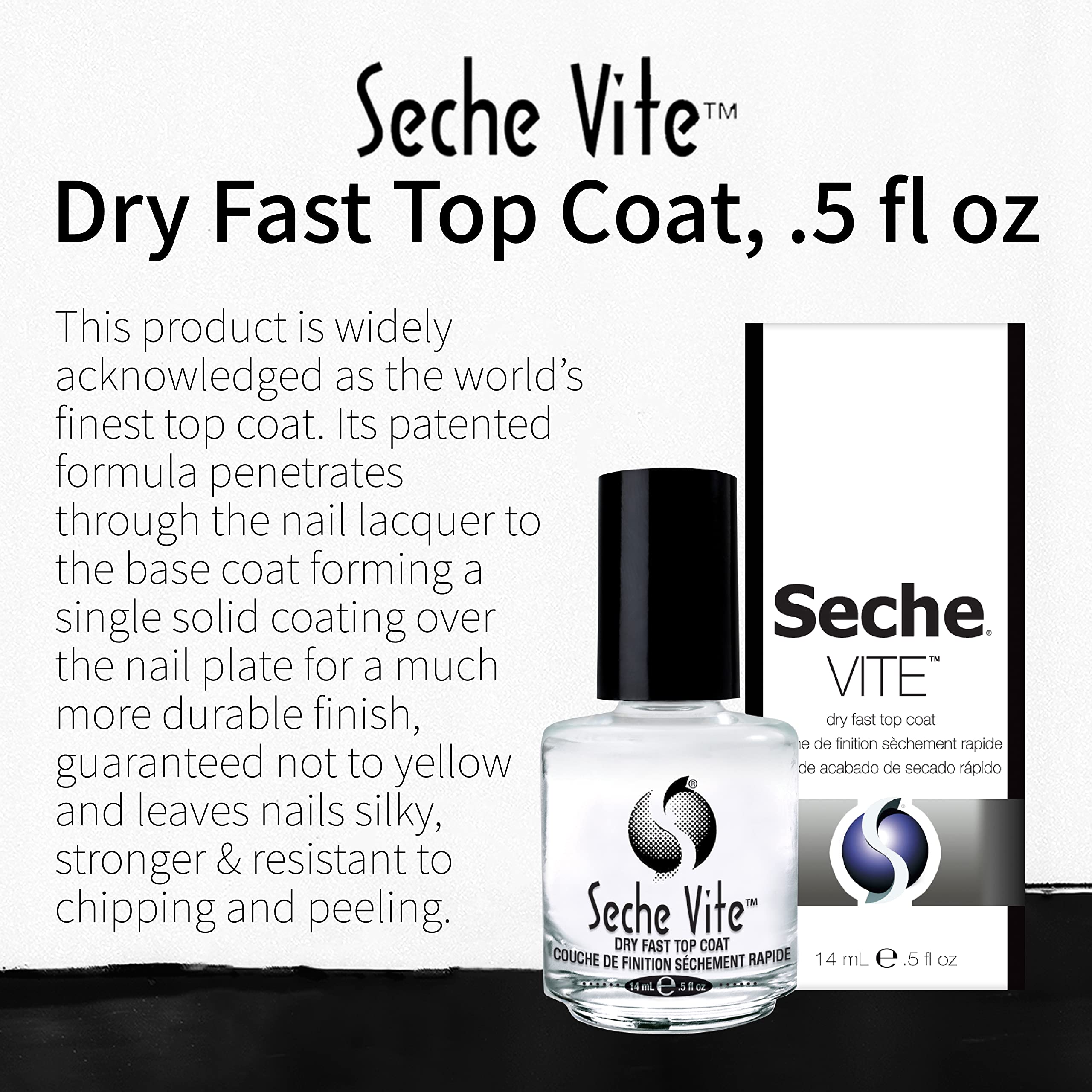 Seche Vite Dry Fast Top Nail Coat, Clear - .5 oz. oz