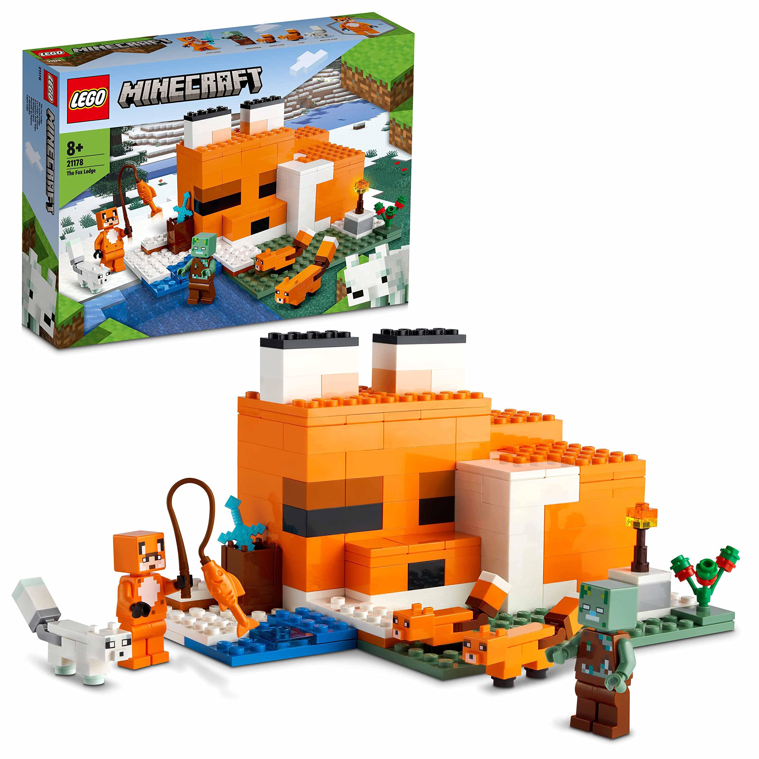Mua LEGO 21178 Minecraft The Fox Lodge House, Animal Toys,Birthday Gifts  for Boys and Girls age 8 plus Years Old, with Drowned Zombie Figure trên  Amazon Anh chính hãng 2023 | Giaonhan247