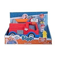Blippi Fire Truck - Fun Vehicles with Freewheeling Features Including 3 Firefighter and Fire Dog, Sounds and Phrases - Educational Vehicles for Toddlers and Young Kids