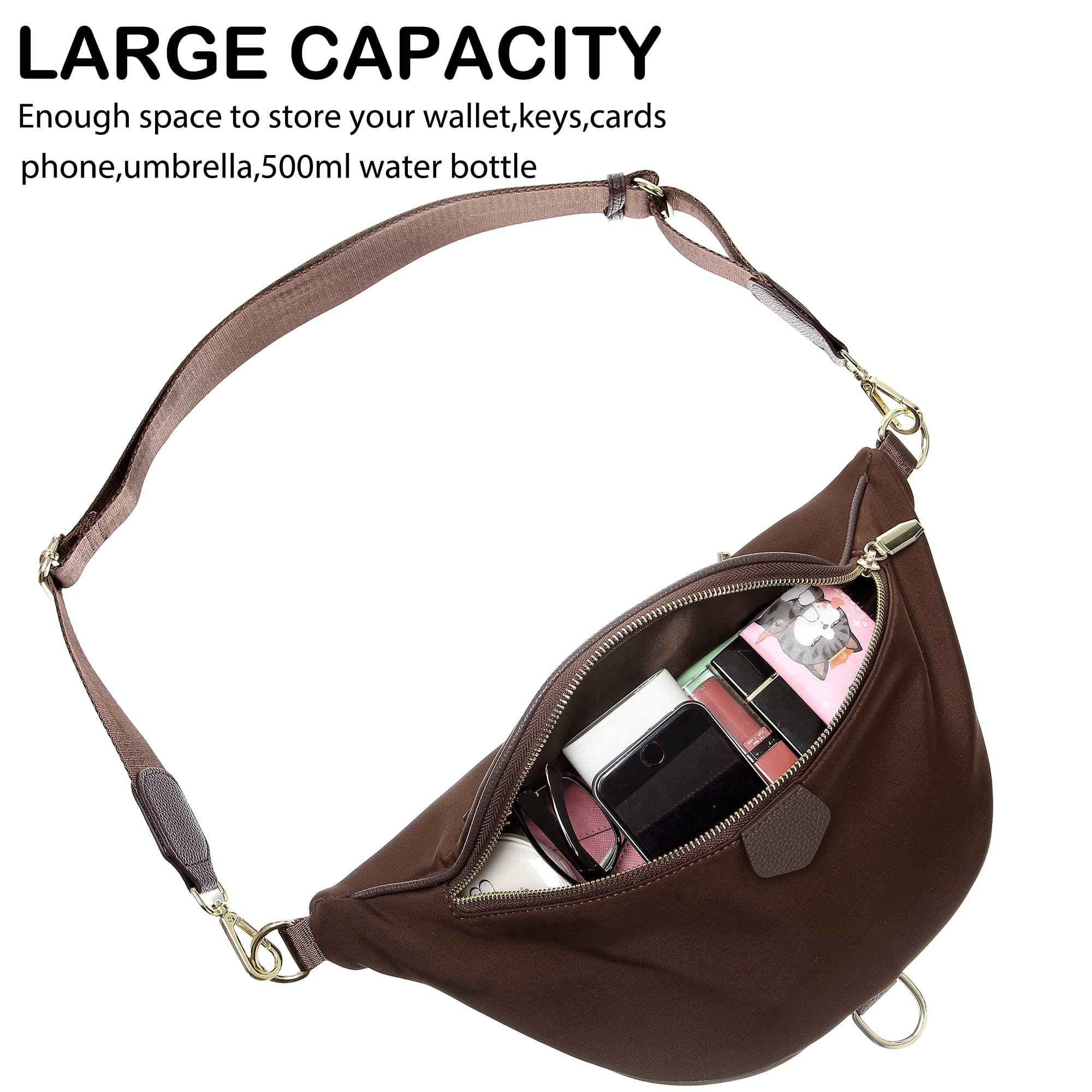 INICAT Fanny Packs for Women Fashionable Waist Packs Belt Bags Unisex Cross Body Bag for Travel Hiking(G-Black)