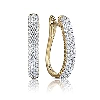 Natalia Drake Small Chunky Pave Oval 1 Cttw Diamond Hoop Earrings for Women in 925 Sterling Silver