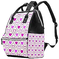 Baby Diaper Bag Maternity Nappy Backpack, Tote Travel Bag for Women Men Love Hearts Pink