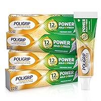Power Max Power Hold + Fresh Denture Cream, Premium Peppermint - 2.2 oz x 4