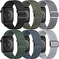 Lerobo 6 Pack Braided Bands Compatible with Apple Watch 44mm 45mm 42mm 49mm 41mm 40mm 38mm Women Men Stretchy Nylon Solo Loop Sport Strap Accessories for iWatch Ultra 2 Series 9 8 7 6 5 4 3 2 1 SE