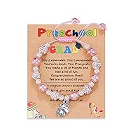 HGDEER Kindergarten/Preschool Graduation Gifts for Girls | Pink Pearl and Rhinestone Balls Unicorn Bracelet | Adjustable Length | Suitable for Daughter Granddaughter Niece Girl