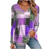 Long Sleeve Sports Summers Shirts Womans Plus Size Lounge Graphic Top Women's V Neck Flury Loose