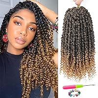 Passion Twist Hair - 8 Packs 10 Inch Passion Twist Crochet Hair For Women, Crochet Pretwisted Curly Hair Passion Twists Synthetic Braiding Hair Extensions (10 Inch 8 Pack, T27)