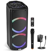 Pyle Remote Karaoke Audio System Portable Bluetooth PA Speaker - 240W Dual 6.5