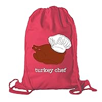 Turkey Chef Cinch Bag, Reusable Thanksgiving Backpack, Thanksgiving Cotton Bags - Red CA2725Thanksgiving S13