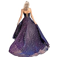 LIPOSA Plus Size Sparkly Prom Dresses Glitter Spaghetti Strap Sweetheart A-Line Sleeveless Bodice Maxi Formal Party Gowns,Navy,US20 Plus