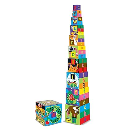 Melissa & Doug Deluxe 10-Piece Alphabet Nesting and Stacking Blocks - Stack And Sort , ABC Learning , Stackable Toys For Toddlers Ages 2+