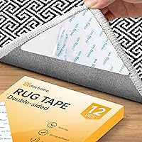 12 PCS Rug Tape, Rug Pad Gripper for Hardwood Floors, Double Sided Adhesive Carpet Tape, Reusable Anti Slip Rug Grips for Area Rugs to Keep Rugs in Place