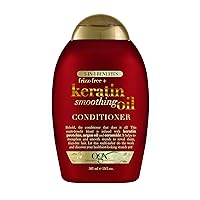 OGX Frizz-Free + Keratin Smoothing Oil Conditioner, 5 in 1, for Frizzy Hair, Shiny Hair, RED, 385 ml
