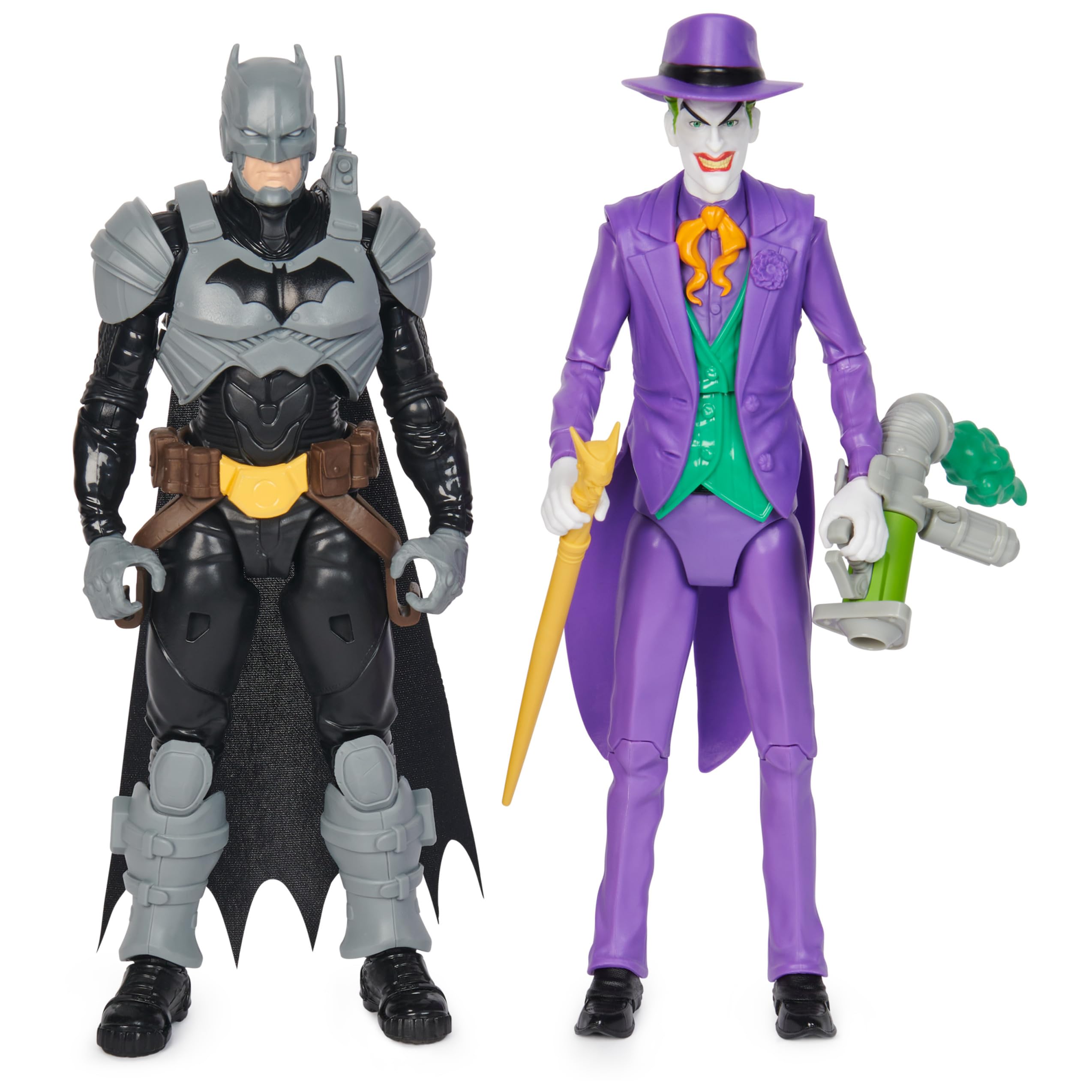 DC Comics, Batman Adventures, Batman vs The Joker Action Figures Set, 2 Figures, 12 Armor Accessories, 12-inch Super Hero Kids Toy for Boys & Girls