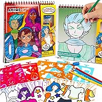 Made By Me Anime Artist Pad, 28-Page Coloring Book, Includes Fun Art Supplies & Removable Stickers Inspired by Comic Books, Great Gifts for Anime Enthusiasts, Coloring Books for Kids Ages 4-8