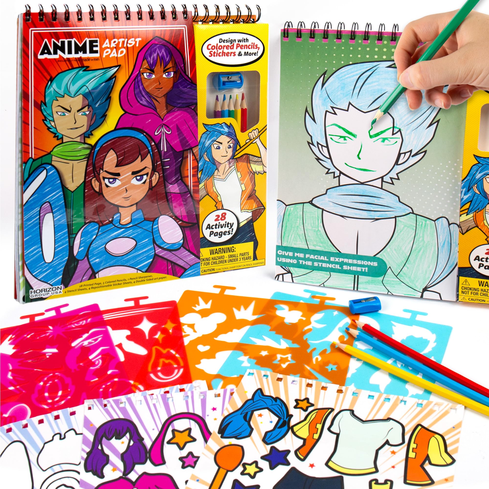 Made By Me Anime Artist Pad, 28-Page Coloring Book, Includes Fun Art Supplies & Removable Stickers Inspired by Comic Books, Great Gifts for Anime Enthusiasts, Coloring Books for Kids Ages 4-8