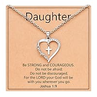 PINKDODO Heart Cross Necklace for Women Baptism Confirmation Easter Gifts