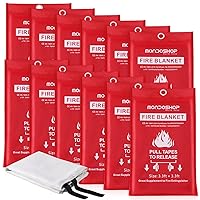 Fire Blanket for Home Kitchen Camping 12 Pack Emergency Fire Blanket Fire Resistant Blanket for Grill, Car, Office, Warehouse, School, Picnic, Garages, Workshops