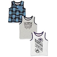Amazon Essentials Disney | Marvel | Star Wars Boys' Sleeveless Tank Top T-Shirts (Previously Spotted Zebra), Pack of 3, Marvel Black Panther, Small