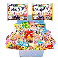 Sakura Box 50 Piece Japanese Candy & Snack Box + 2 x Kokusan Kajitsu Gummy 28 Pack 4 Fruity Flavors Gumi