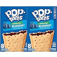 Pop Tarts Unfrosted Blueberry Flavour (2) Box SimplyComplete Bundle (16 Total) Kids Snack, Value Pack Snacking at Home School Office or with Family Friends