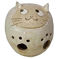 Handmade Incense Burner, Round Cat, Incense Burner, Small, H 2.4 inches (6 cm), Gift, Japanese Tableware, Cute, Interior
