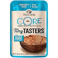 Wellness CORE Tiny Tasters Wet Cat Food, Complete & Balanced Natural Pet Food, Made with Real Meat, 1.75-Ounce Pouch, 12 Pack (Adult Cat, Tuna Pate)