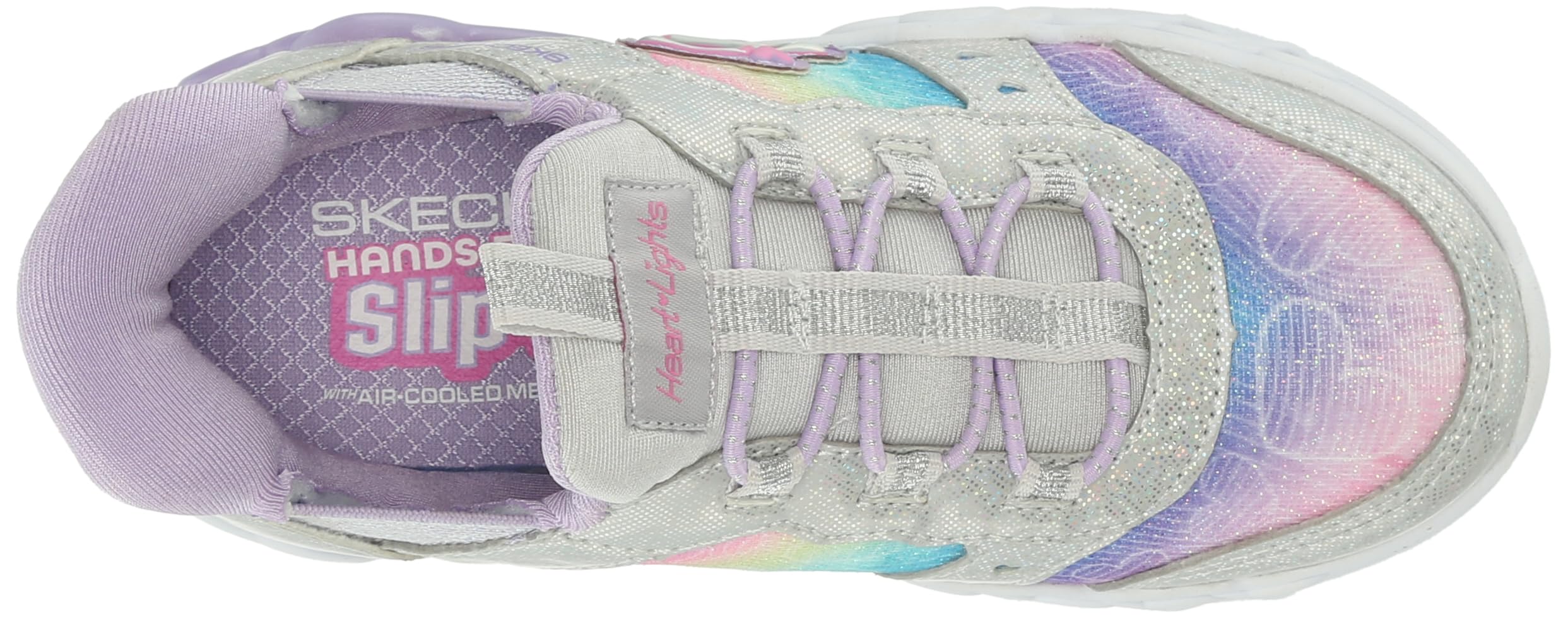 Skechers Girls Infinite Heart Lights-Eternal Shimmer Sneaker, Silver/Multi, 7 Toddler