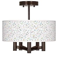 Colored Terrazzo Ava 5-Light Bronze Ceiling Light with Print Shade