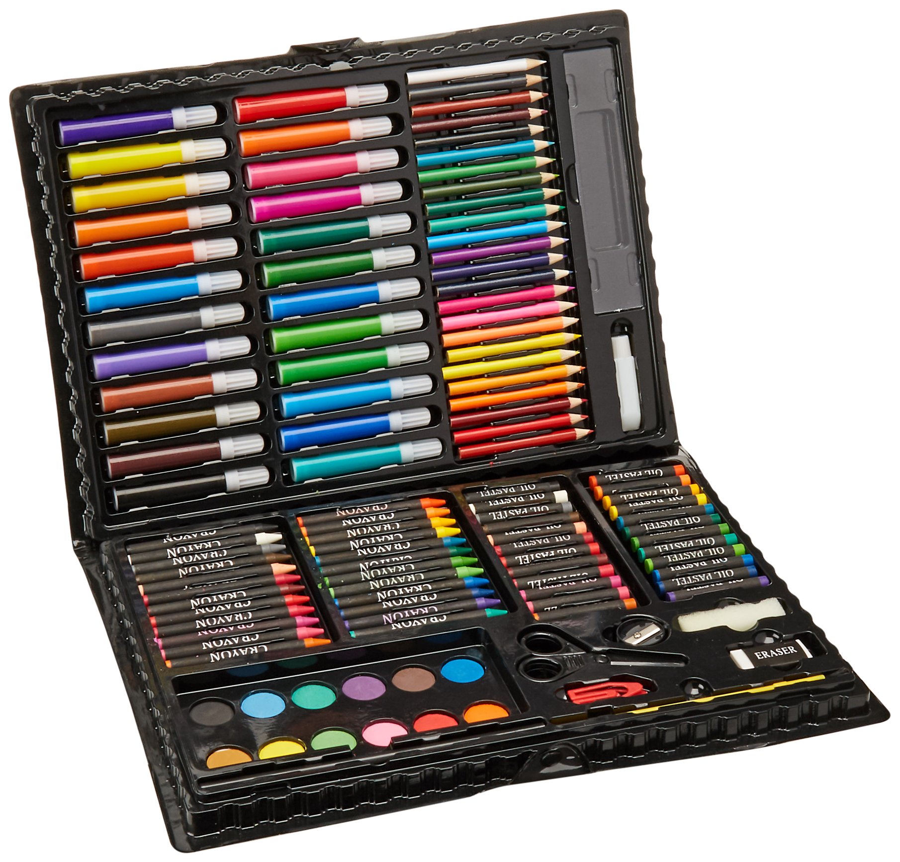 Darice 120-Piece Deluxe Art Set – Art Supplies for Drawing, Painting and More in a Plastic Case - Makes a Great Gift for Children and Adults