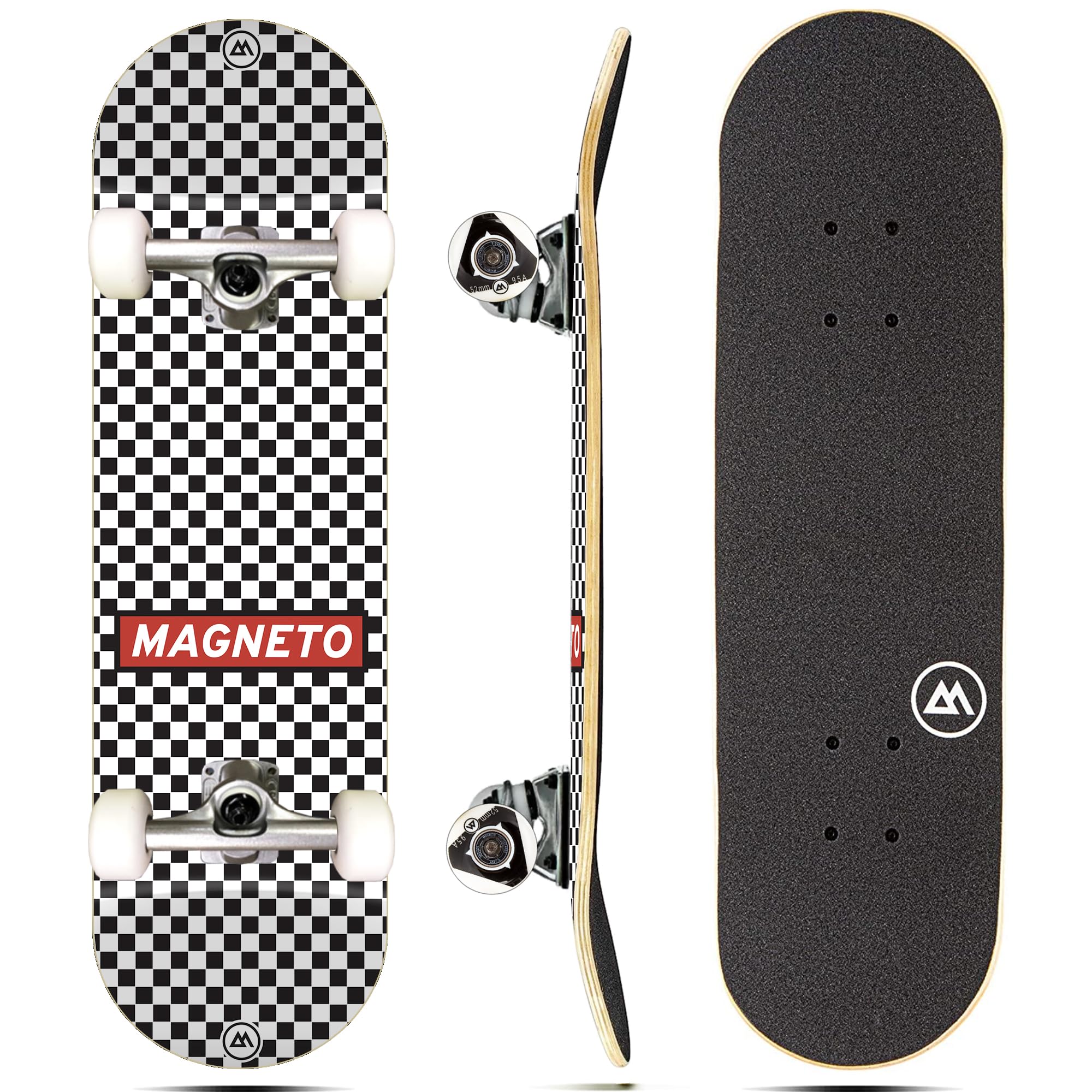Magneto Complete Skateboard | 9-Layer Maple Wood | ABEC 5 Bearings, Smooth Wheels | Double Kick Concave Deck | Kids Skateboard Cruiser Skateboard | Skateboards for Beginners, Teens & Adults