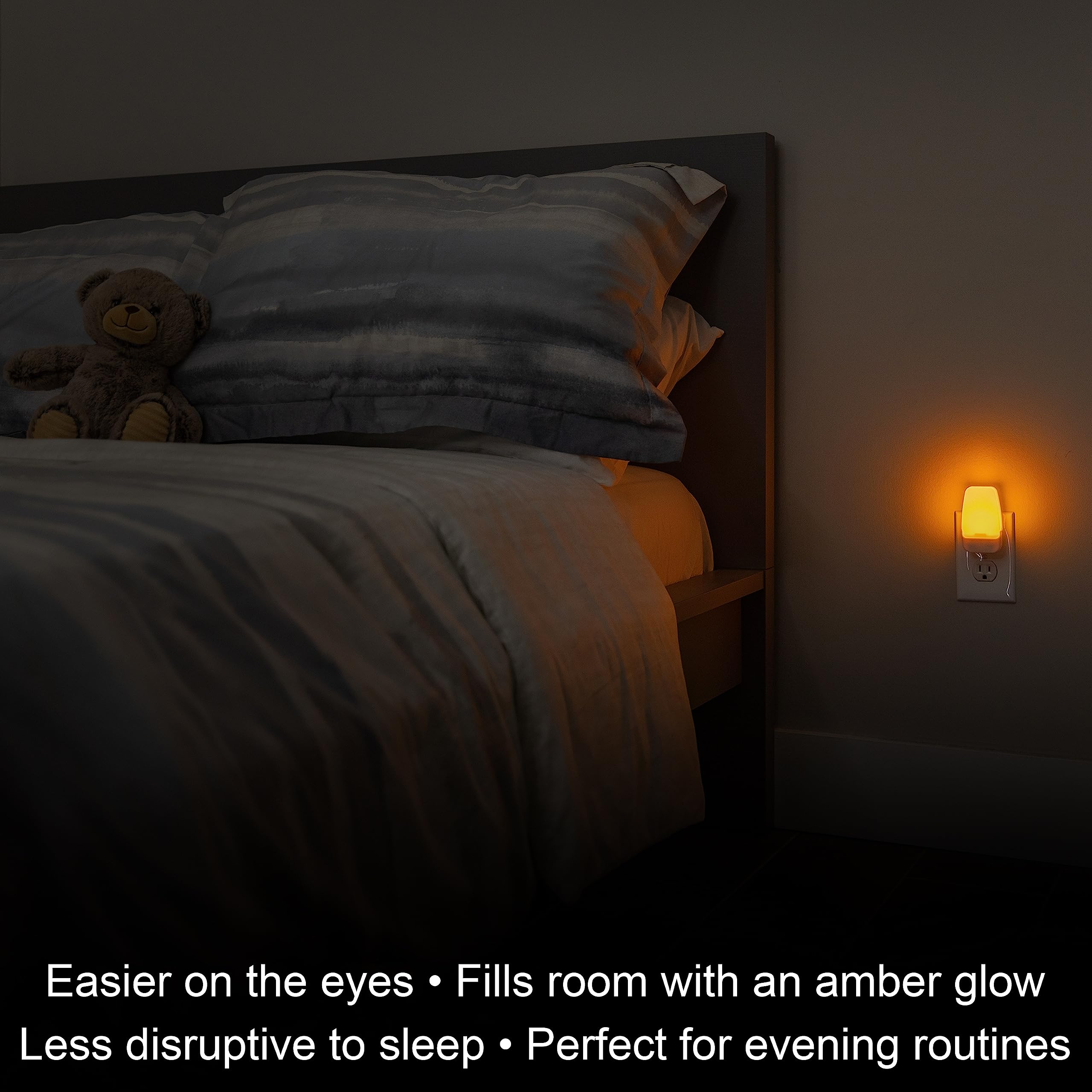 GE LED Night Light, Plug-in, Dusk to Dawn Sensor, Amber, UL-Certified, Energy Efficient, Ideal Nightlight for Bedroom, Bathroom, Nursery, Hallway, Kitchen, 76135, 2 Pack