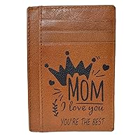 Leatherboss Genuine Leather Slim Credit Card Holder Wallet with ID Window Gift for Mom