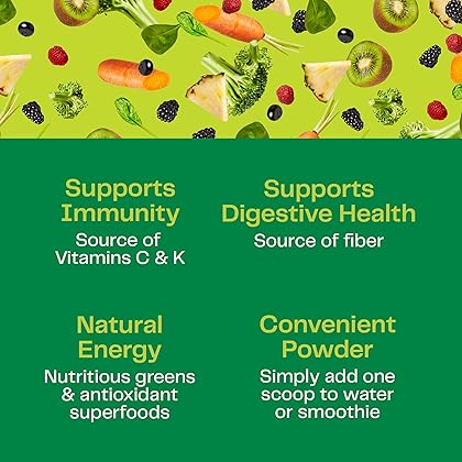 Amazing Grass Greens Blend Superfood: Super Greens Powder Smoothie Mix with Organic Spirulina, Alfalfa, Beet Root Powder, Digestive Enzymes & Probiotics, Original, 100 Servings (Packaging May Vary)