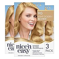 Nice'n Easy Permanent Hair Dye, 9G Light Golden Blonde Hair Color, Pack of 3