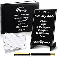 Ctosree 63 Pcs Funeral Guest Book Set for Memorial Service in Loving Memory Guest Sign in Book 144 Pages with Pen Wood Table Sign Memory Cards Registry Book Funeral Supplies Celebration of Life Decor