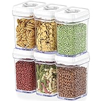 DWËLLZA KITCHEN Airtight Food Storage Containers for Pantry With White Lids – 6 Pack - Clear Air Tight Kitchen Containers Pantry Organization and Storage - BPA-Free Plastic - Keeps Food Fresh & Dry