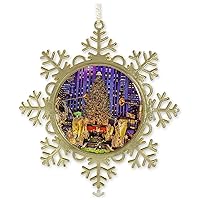 New York Ornament Rockefeller Center Christmas Tree Snowflake Metal Ornament 4 inch in Gold Gift Box. Unique Christmas in NYC Collection of New York Holiday Gifts and Decorations