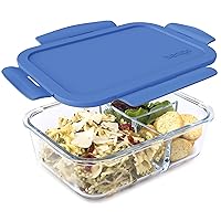Bentgo® Glass Lunch Box - Leak-Proof Bento-Style Food Container with Airtight Lid and Divided 3-Compartment Design - 5 Cup Capacity for Meal Prepping, and Portion-Controlled Meals for Adults (Blue)