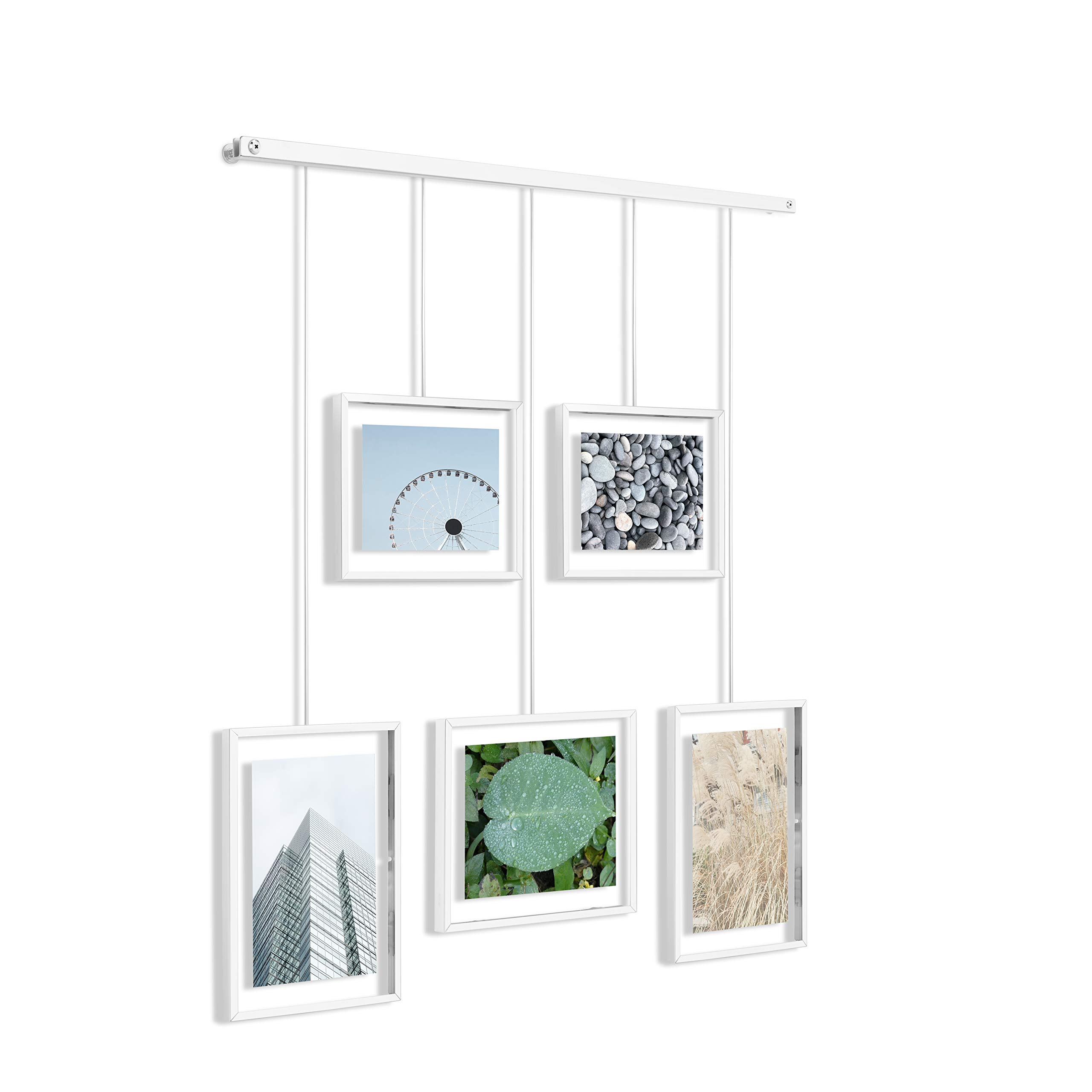Umbra Exhibit Picture Frame Gallery Set Adjustable Collage Display for 5 Photos, Prints, Artwork & More (Holds Two 4 x 6 inch and Three 5 x 7 inch ...