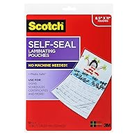 Scotch Self-Seal Laminating Pouches, 10 Pack, Letter Size (LS854-10G)